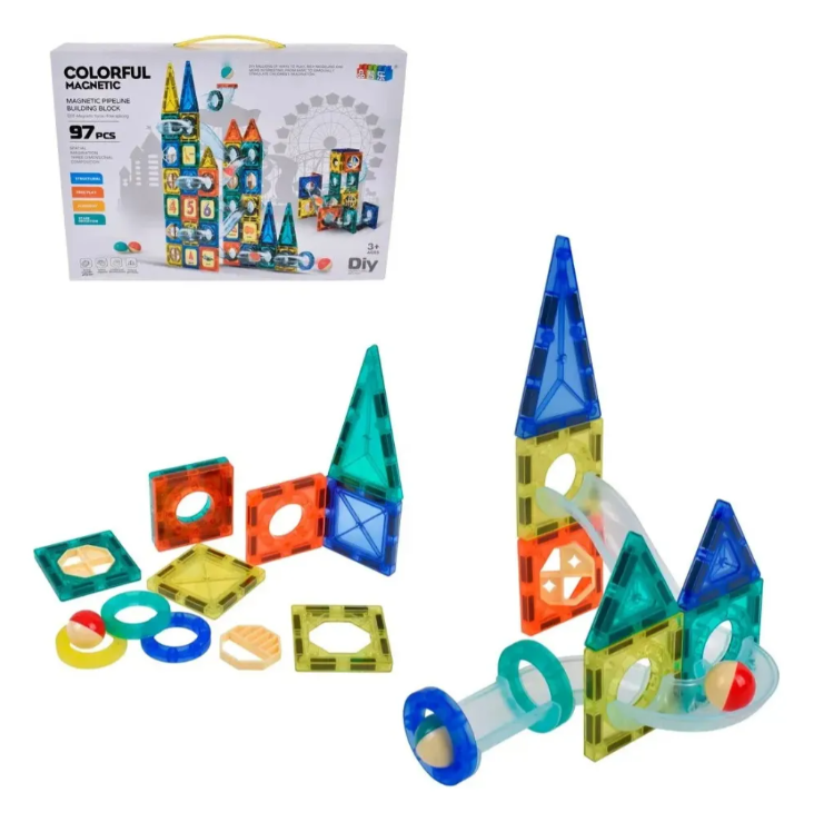 Juego Bloques De Construccion Magneticos 97pc Didactico Armable-3