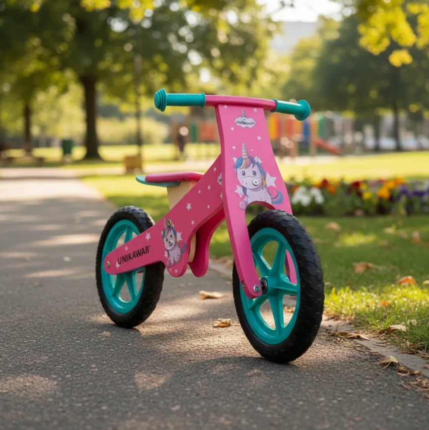 Bicicleta De Aprendizaje Balance De Madera Unickawai Rosa-2