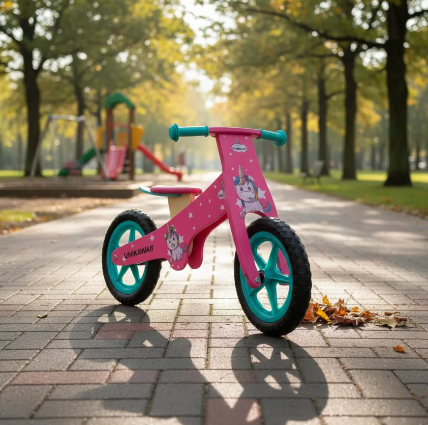 Bicicleta De Aprendizaje Balance De Madera Unickawai Rosa-3