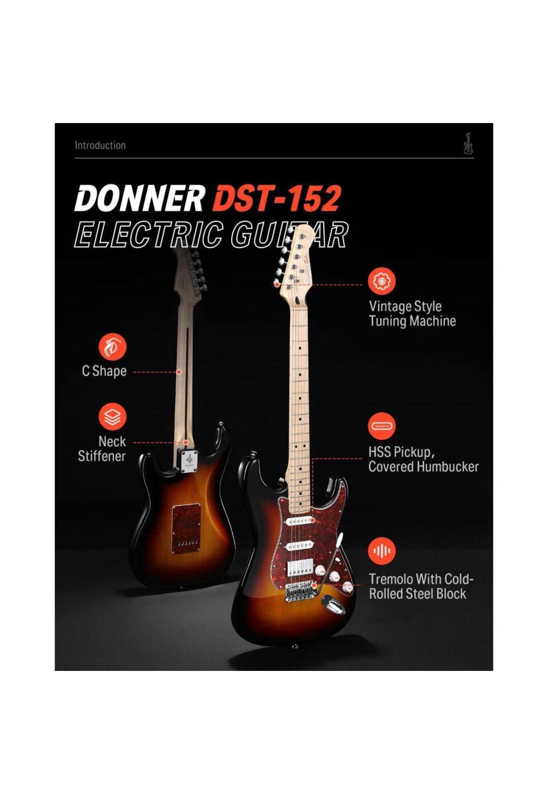 Guitarra Electrica Strat Ssh Sunburst Dst-152S Donner-6