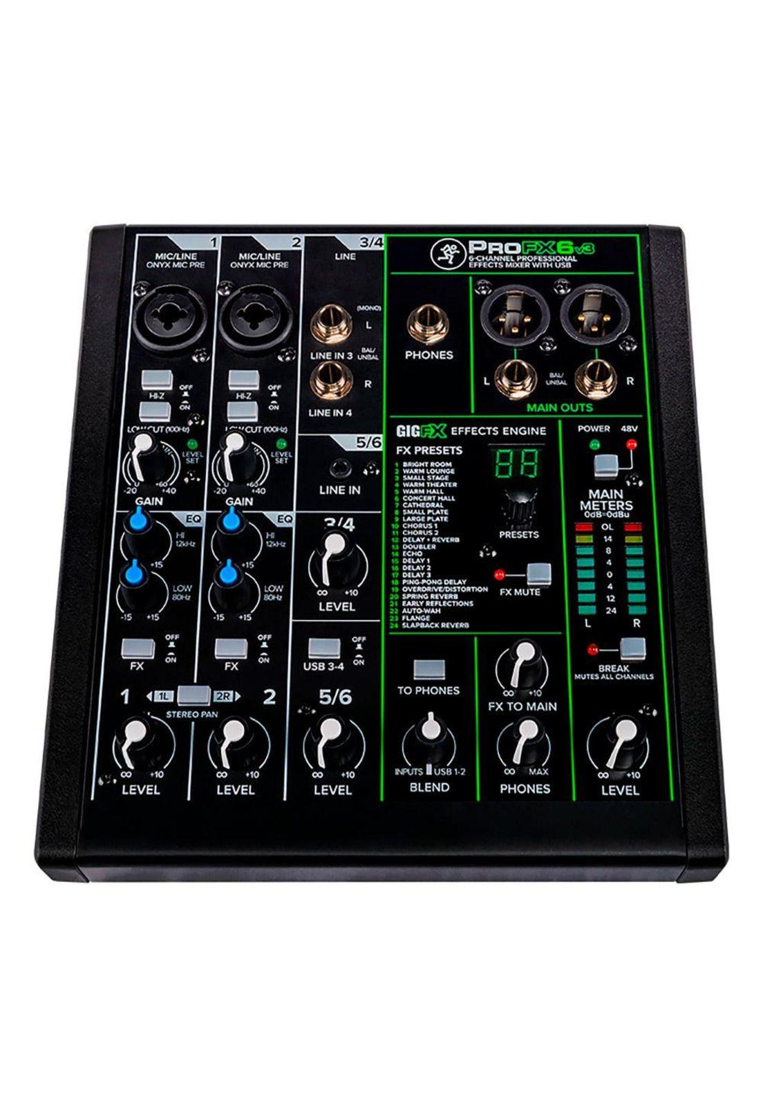 Mixer Mackie Analogico 6 Canales Usb C/Fx PROFX6V3-3