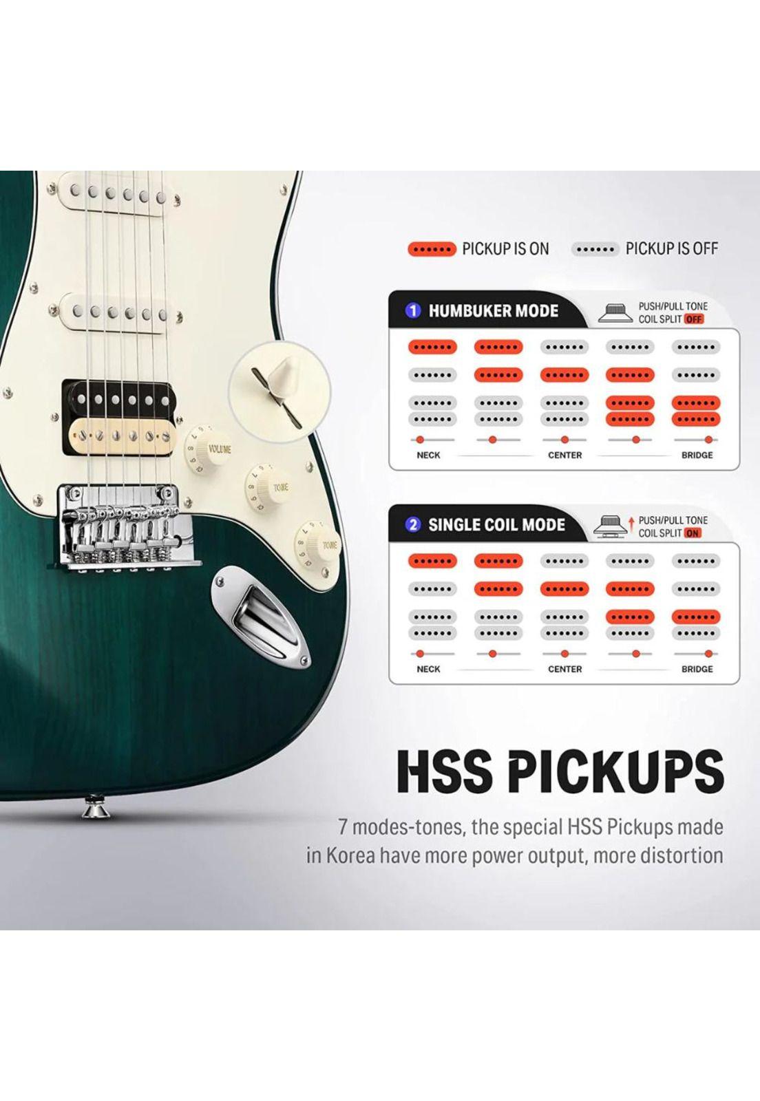Guitarra Eléctrica Strat Ssh Dark Green Dst-400Dg Donner-5