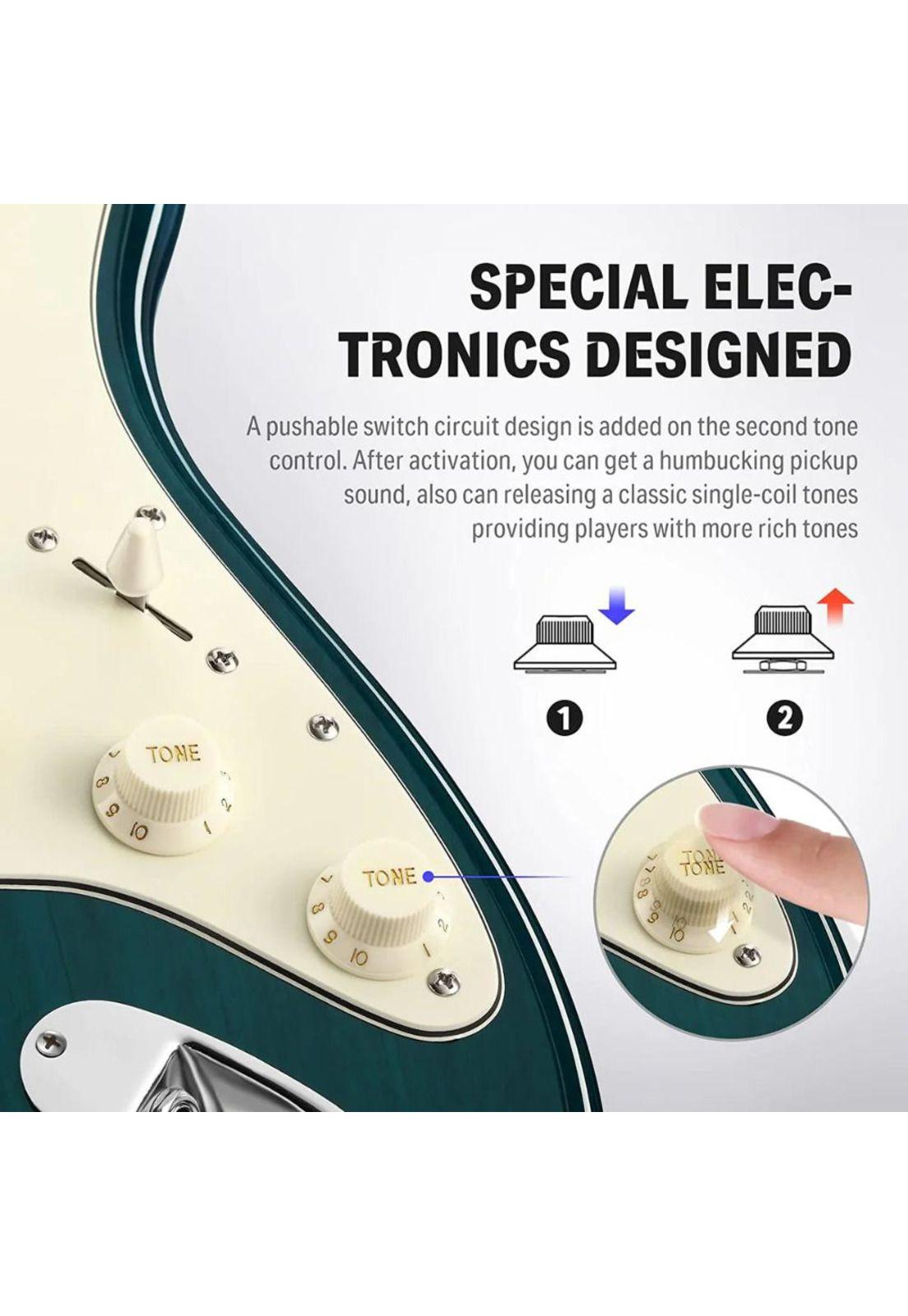 Guitarra Eléctrica Strat Ssh Dark Green Dst-400Dg Donner-6