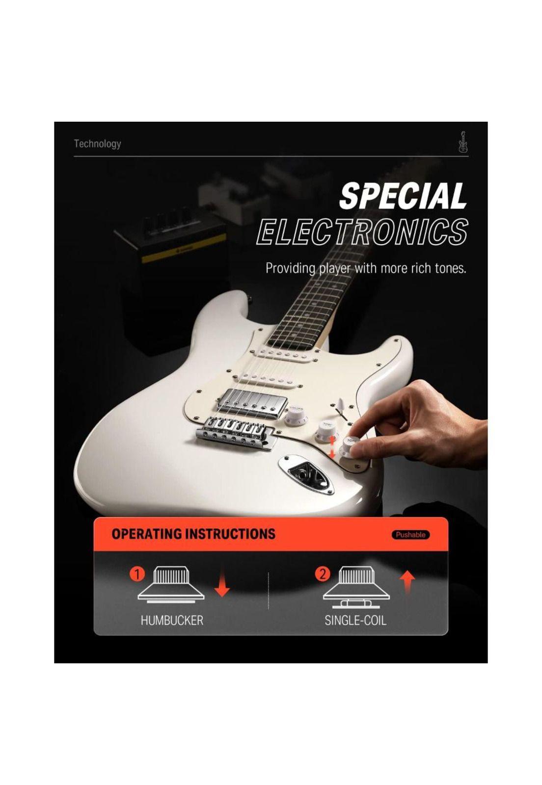 Guitarra Electrica Strat Ssh White Dst-152W Donner-2