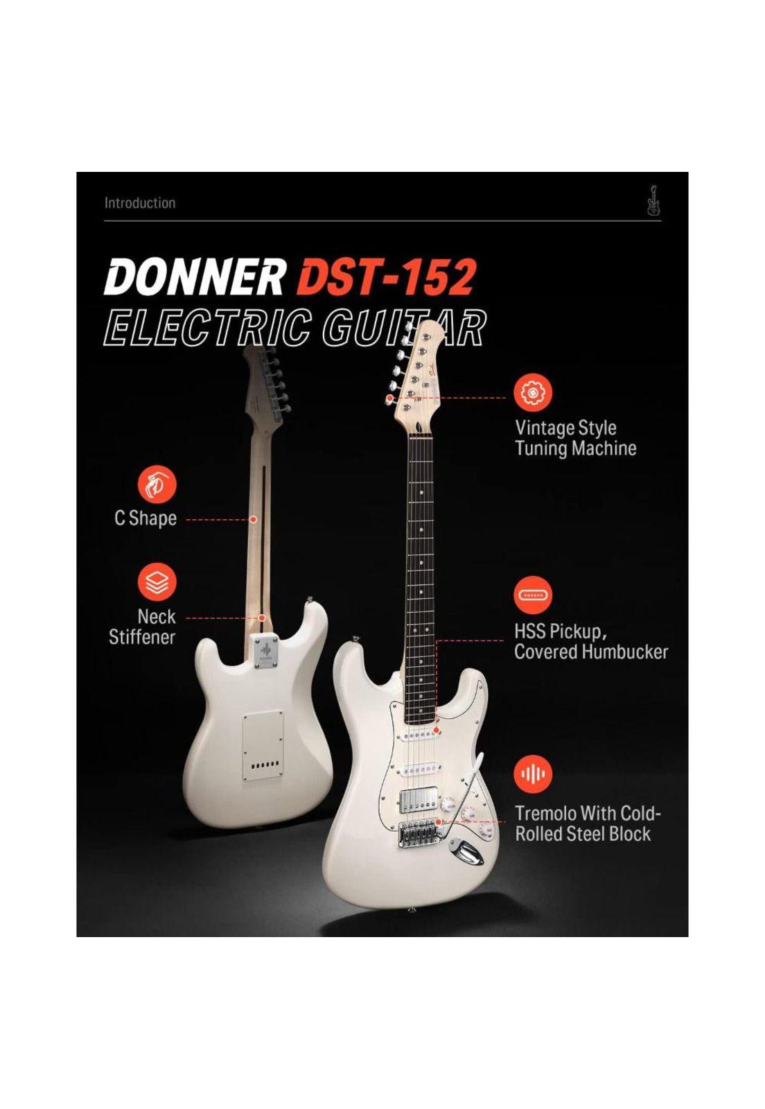 Guitarra Electrica Strat Ssh White Dst-152W Donner-6