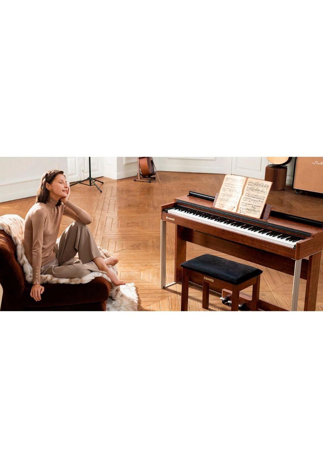 Piano Digital 88 Teclas/Banqueta Bush Cherry Ddp-200 Donner-6