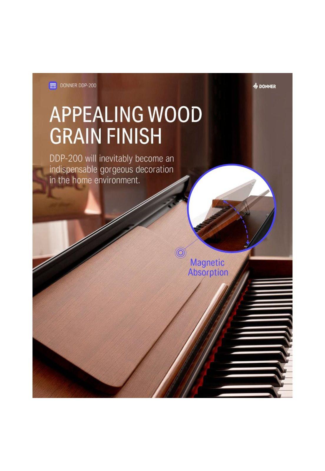 Piano Digital 88 Teclas/Banqueta Bush Cherry Ddp-200 Donner-7
