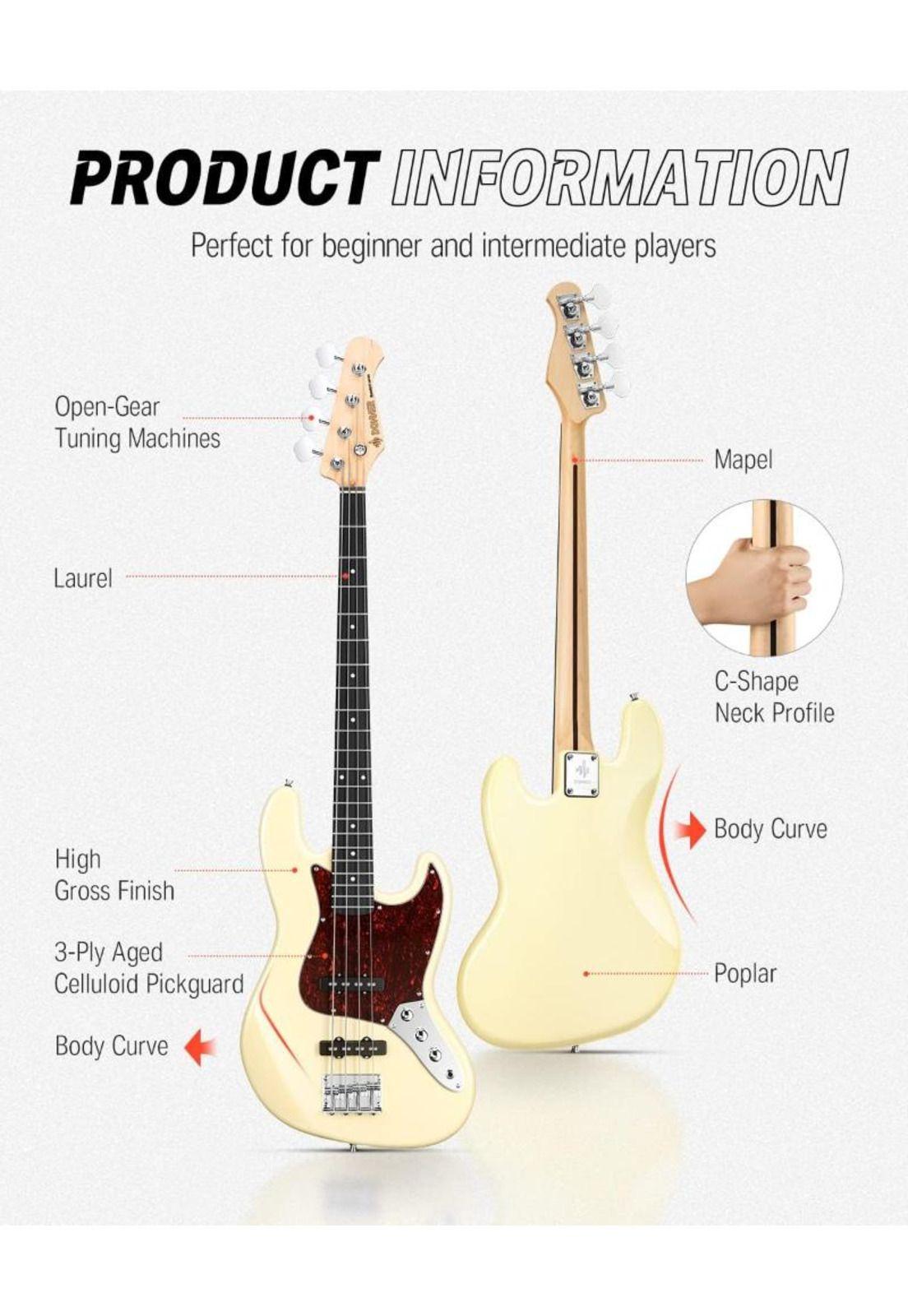 Bajo Eléctrico P Bass Vintage White Dpb-510Vw Donner-3