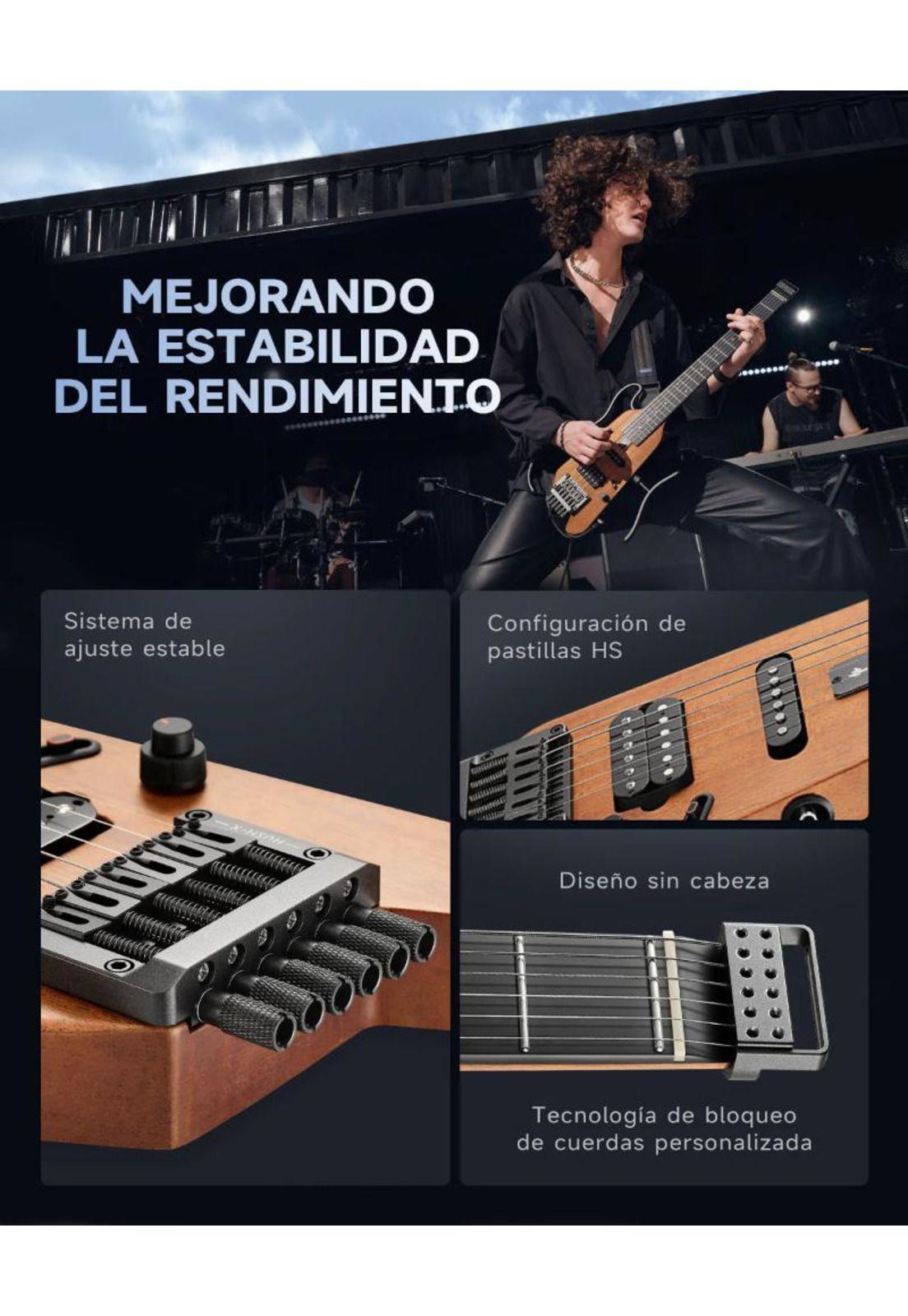 Guitarra Electrica Travel Natural Hush-X Natural Donner-8