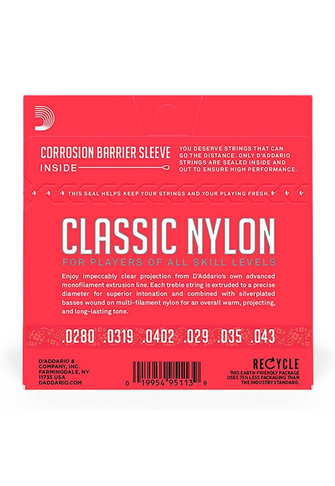 Cuerdas Guitarra Nylon Classic Daddario Entorchado Plata/Nylon Transparente (Tensión Normal) EJ27N-2
