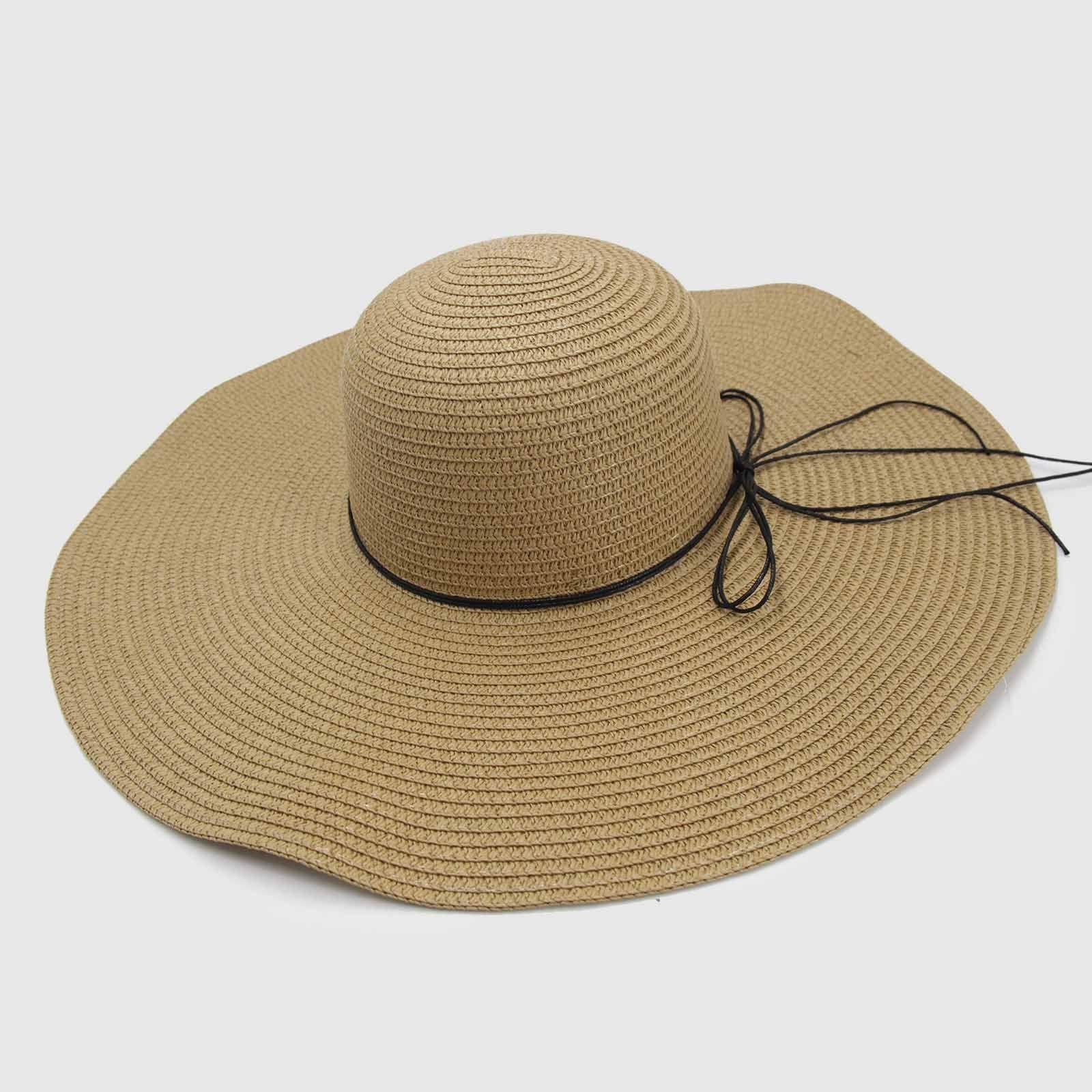 Sombrero rafia ala ancha 15 cm color beige , negro-3