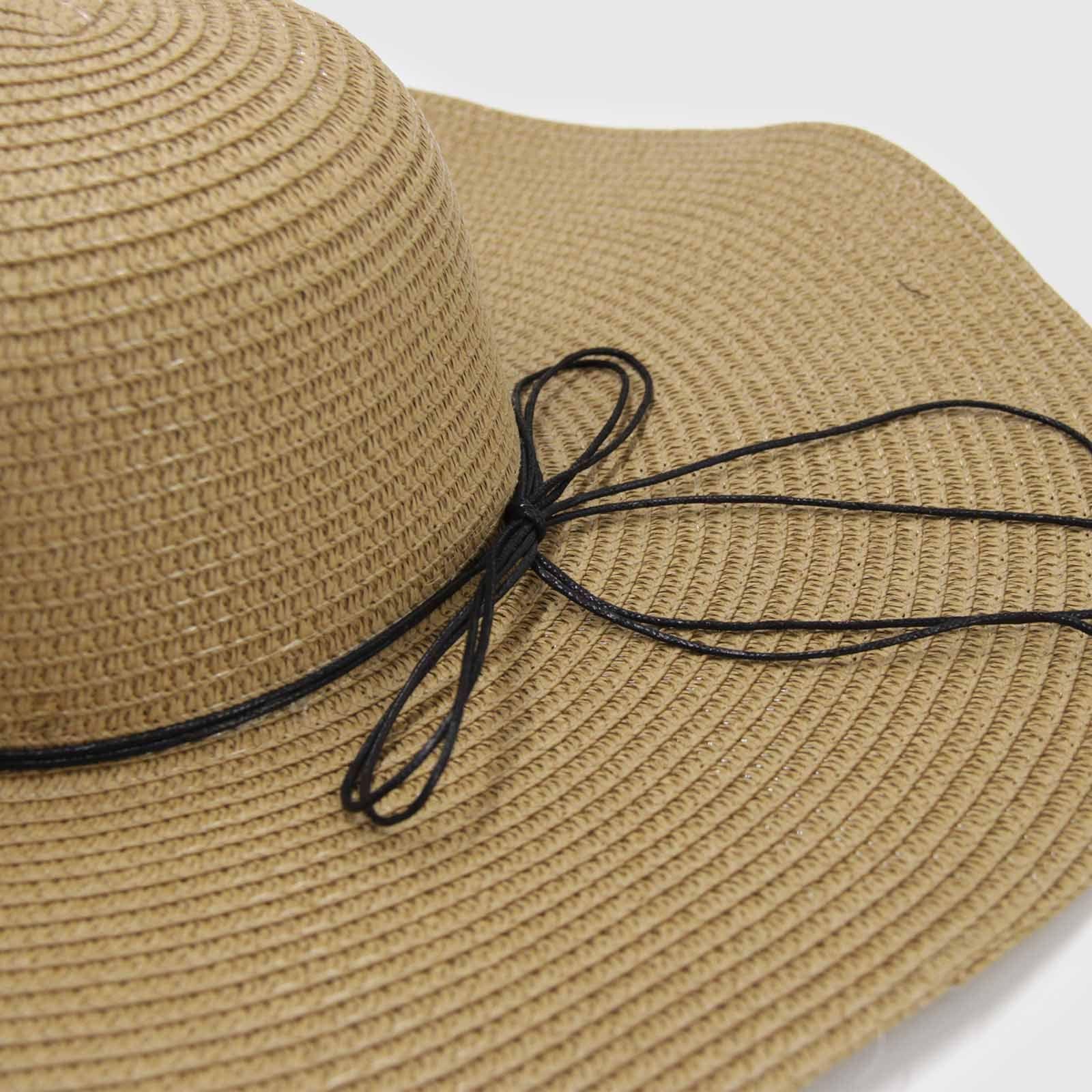 Sombrero rafia ala ancha 15 cm color beige , negro-4