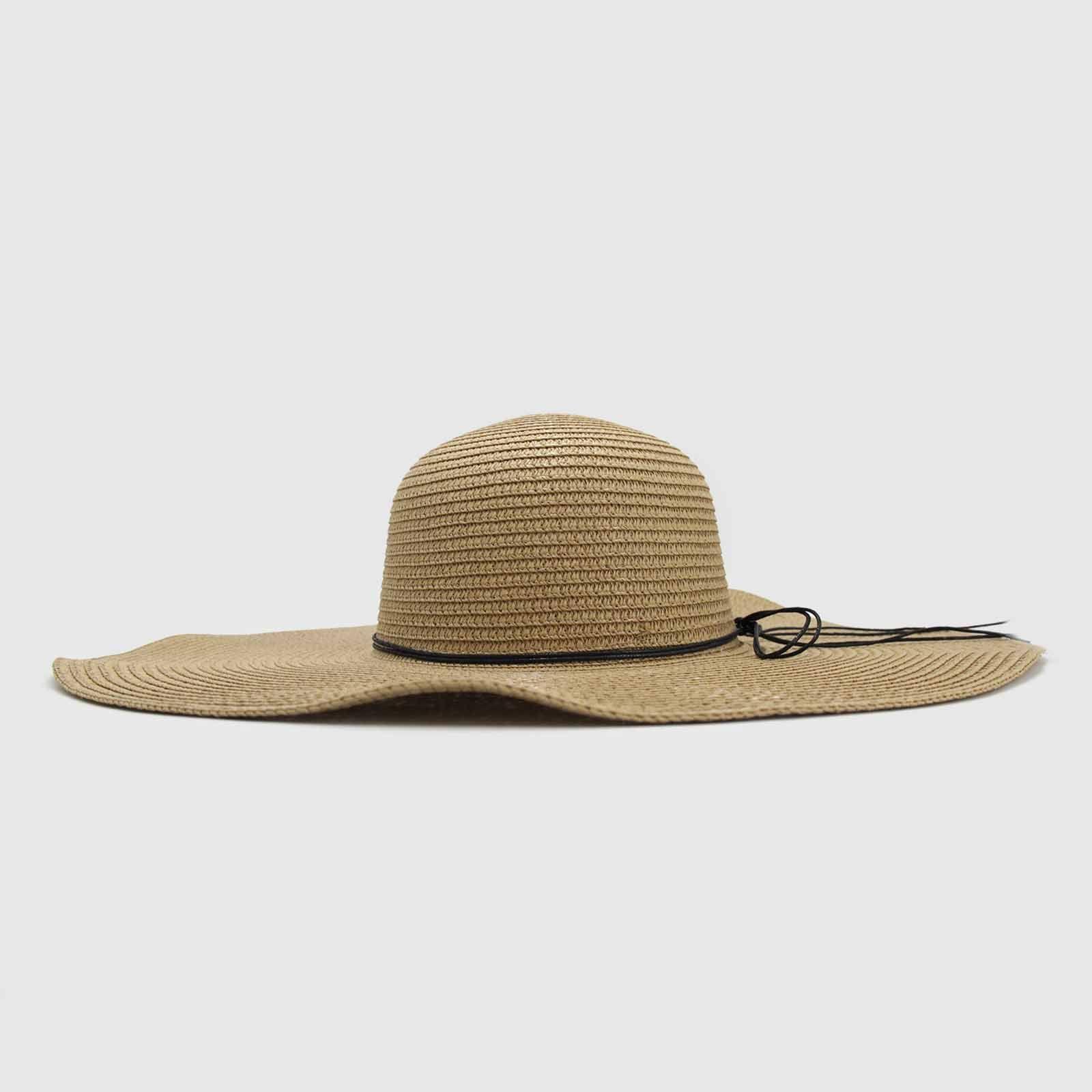 Sombrero rafia ala ancha 15 cm color beige , negro-5