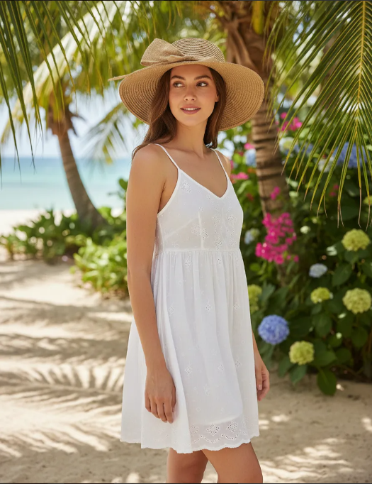 Sombrero de playa mujer con lazo beige-5