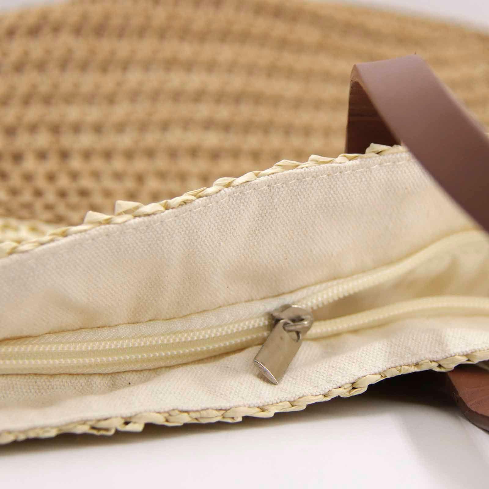 Bolso  de Playa Rafia  color Camel y Crema-5