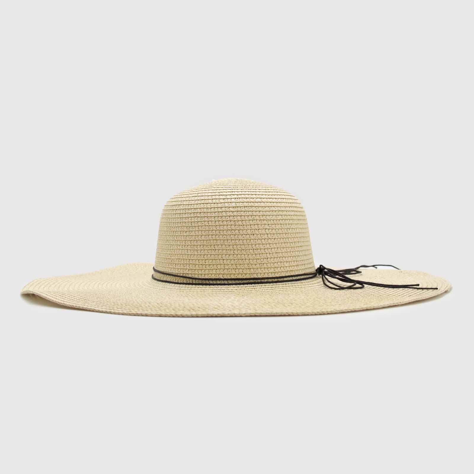 Sombrero rafia ala ancha 15 cm color crema-5