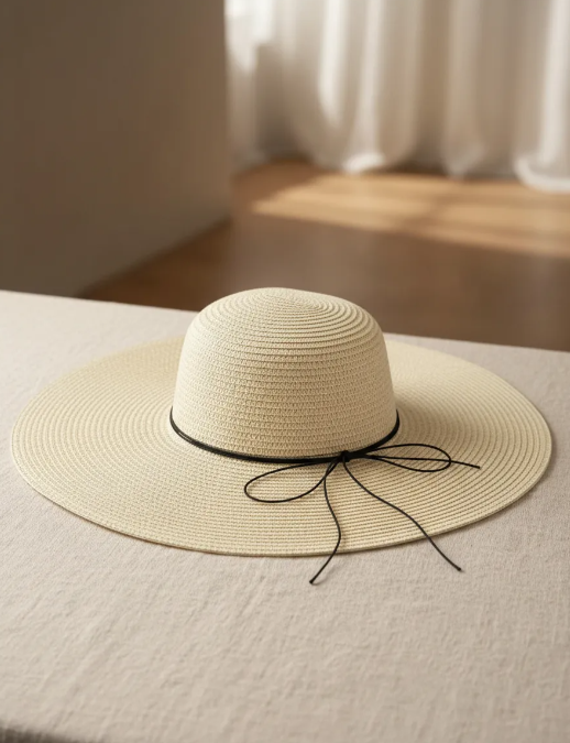 Sombrero De Playa Mujer Ala Ancha Crema-2