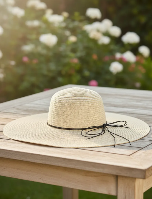 Sombrero De Playa Mujer Ala Ancha Crema-3