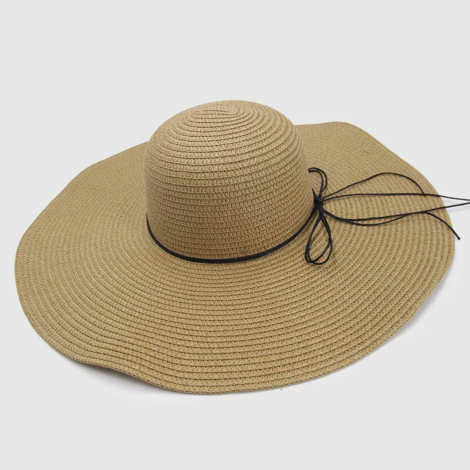 Sombrero De Playa Mujer Ala Ancha Beige-2