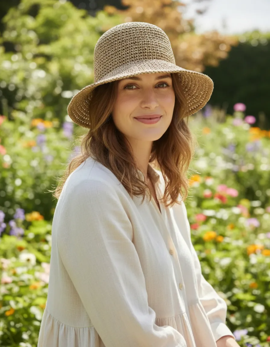 Sombrero Bucket Hat De Playa Mujer Beige-3