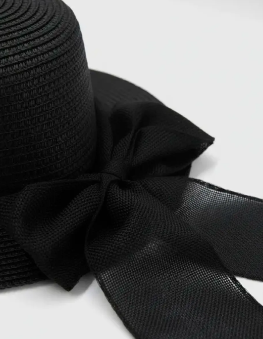 Sombrero rafia con lazo color negro-2