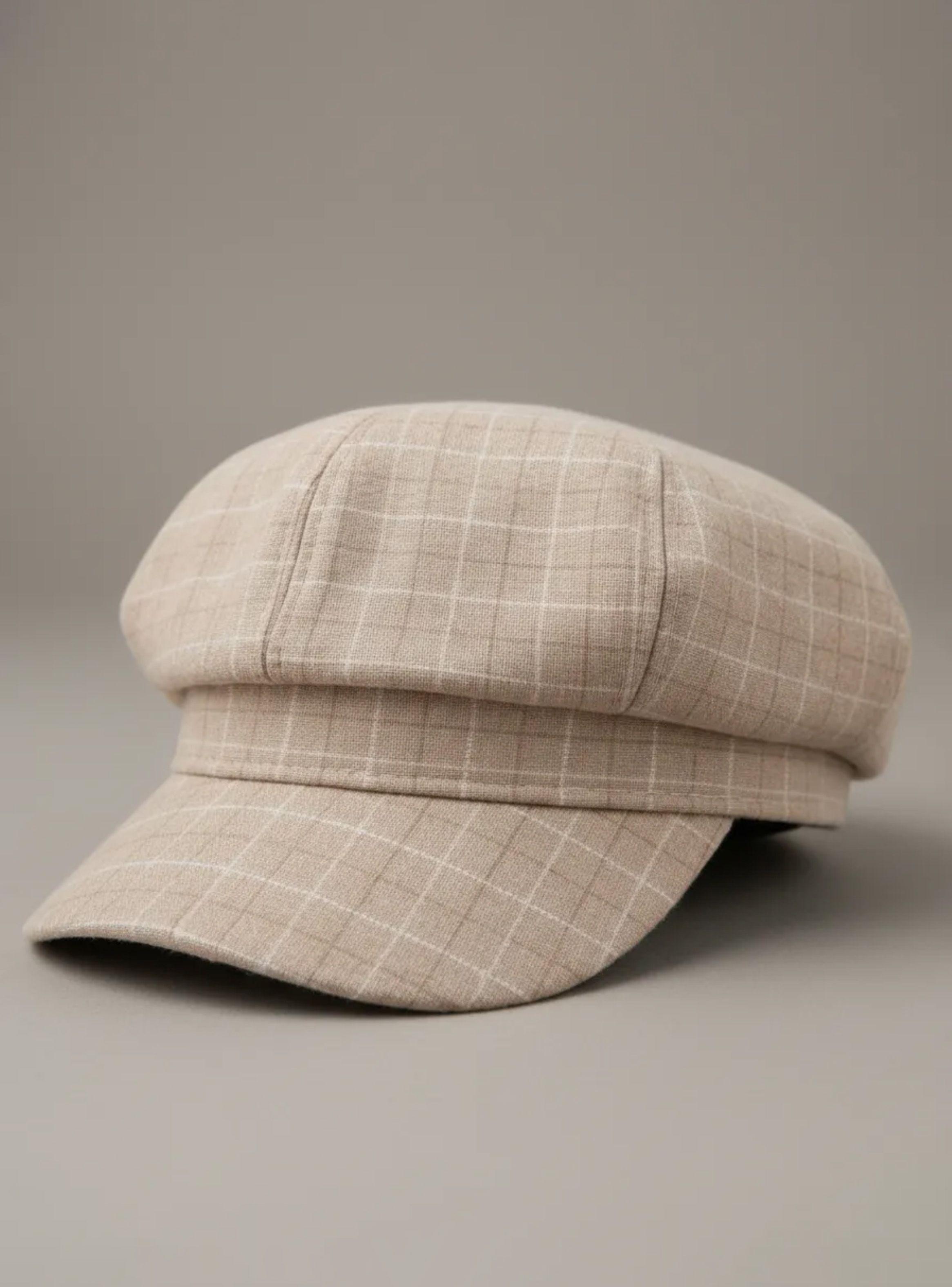 Sombrero Boina Visera 6 Paneles Lineas Otoño 2026 Beige-0