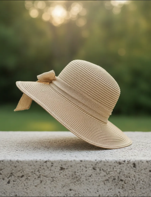 Sombrero De Playa Mujer Rafia Con Lazo Beige-2