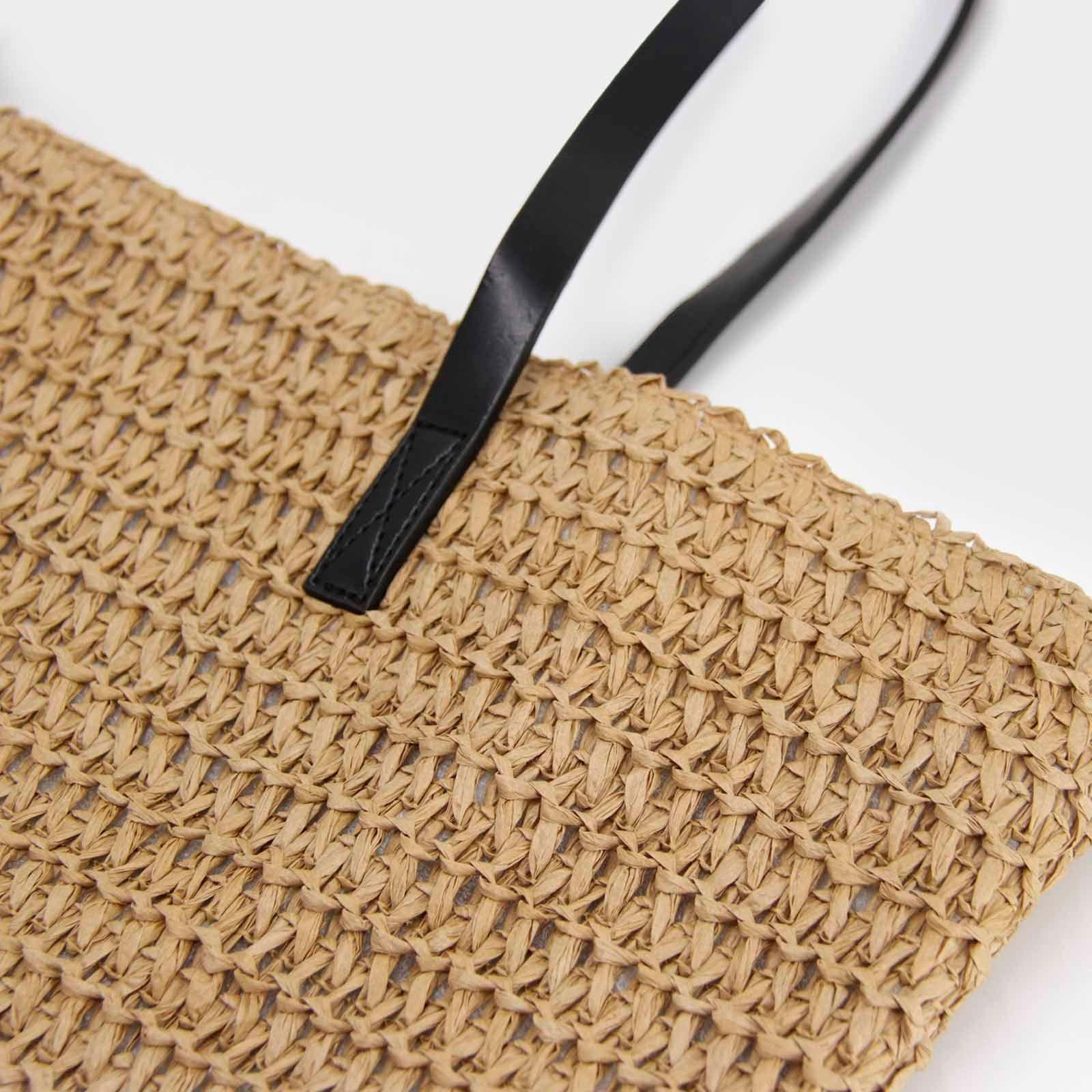 Bolso de Playa Rafia color Beige , negro ,crema ,Verde , moka-2