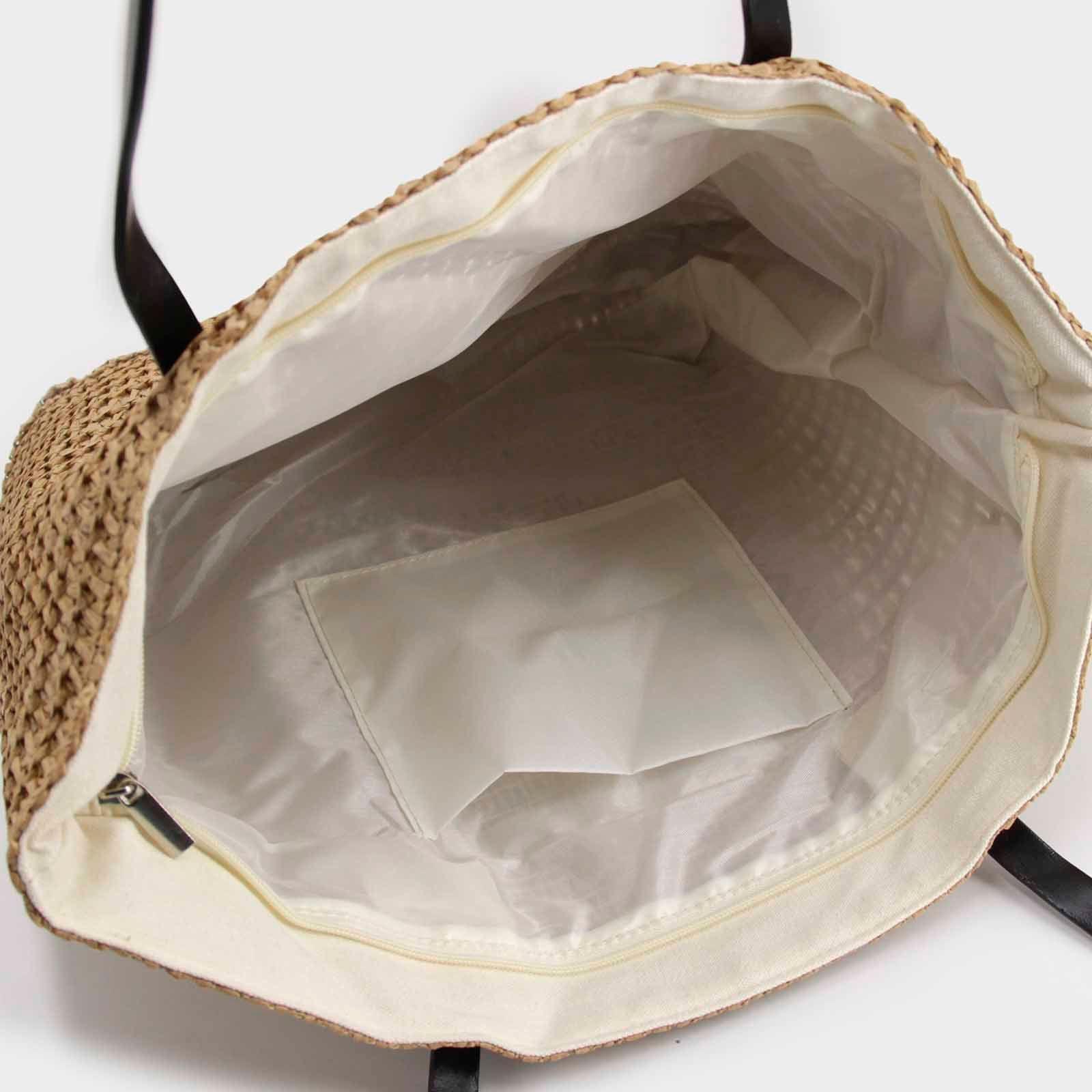 Bolso de Playa Rafia color Beige , negro ,crema ,Verde , moka-3