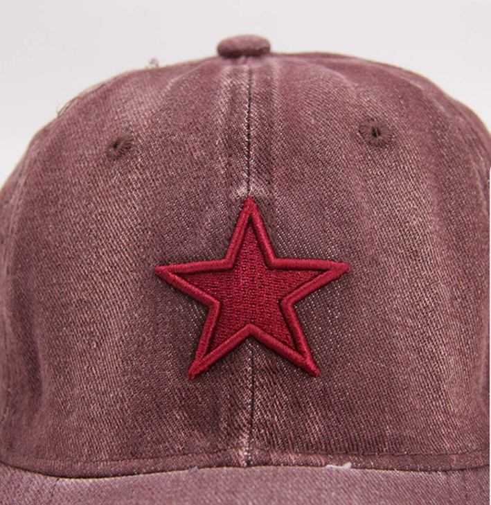 Gorra Denim Prelavada Con Estrella marron-5