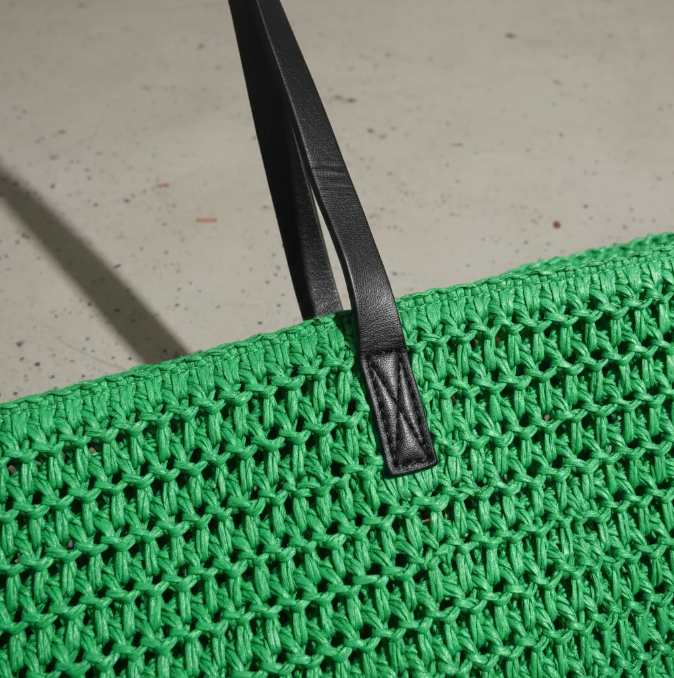 Bolso De Playa Rafia verde-2