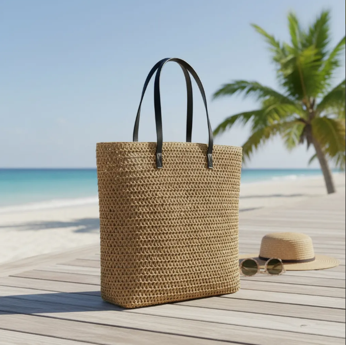 Bolso De Playa Rafia Beige-4