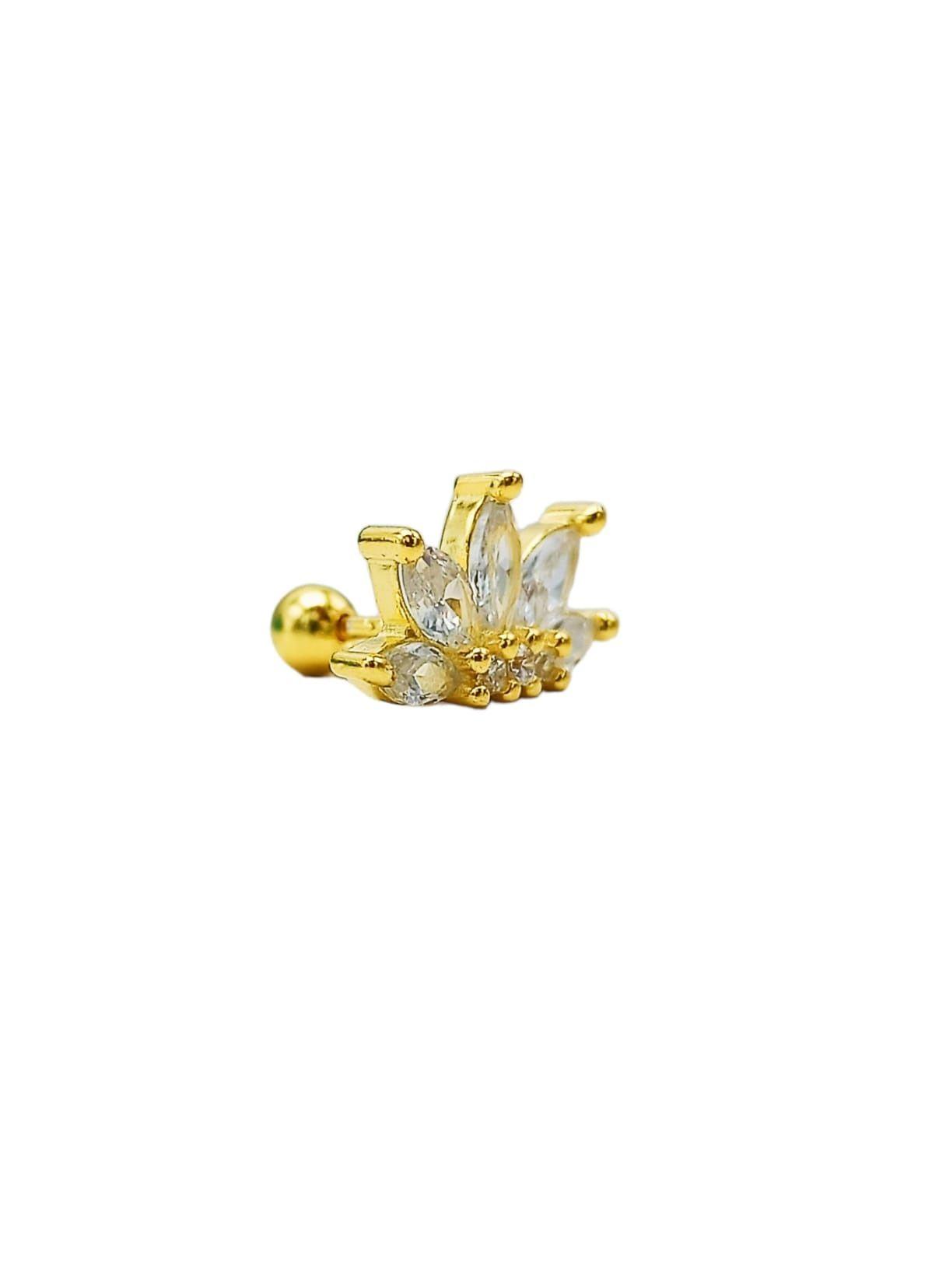 Aro Piercing Corona Helix Flat Plata 925 Chapada En Oro 18k-3