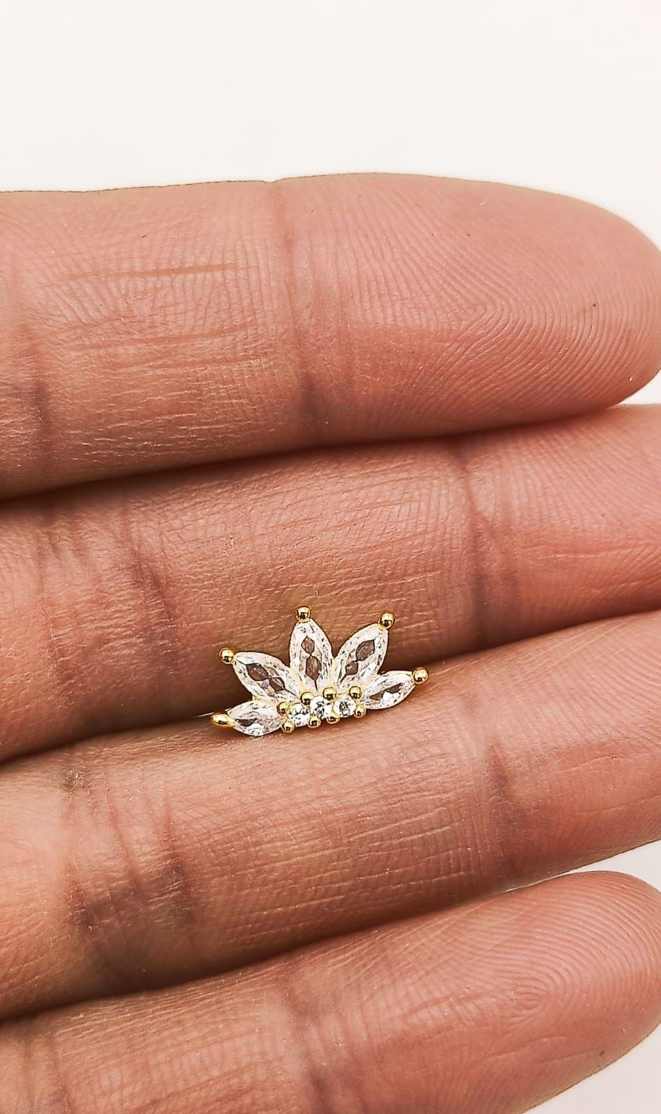 Aro Piercing Corona Helix Flat Plata 925 Chapada En Oro 18k-5