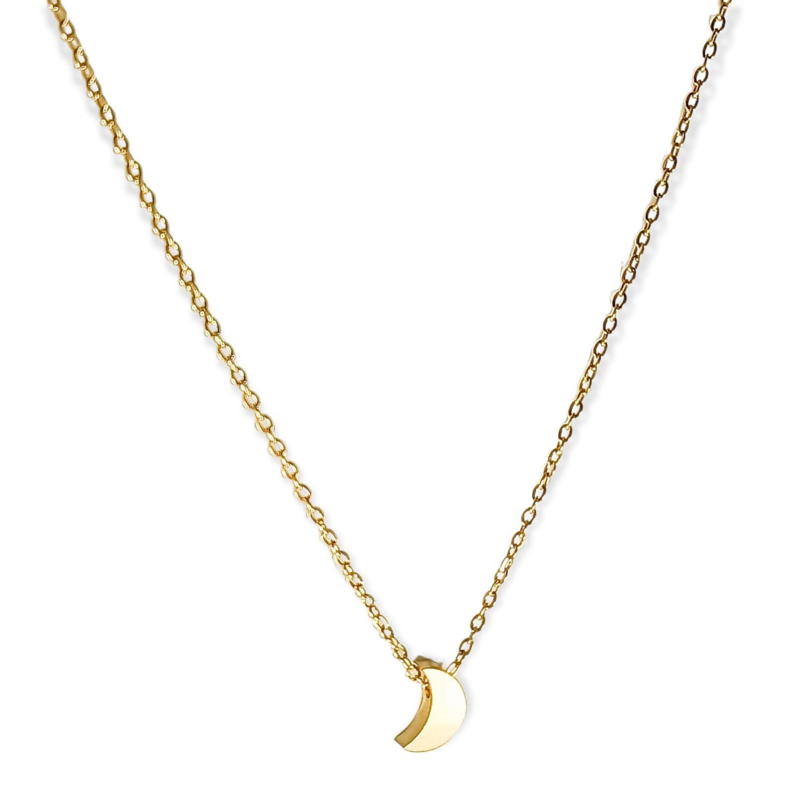 Cadena Colgante Luna Minimalista Chapada En Oro 18k-0