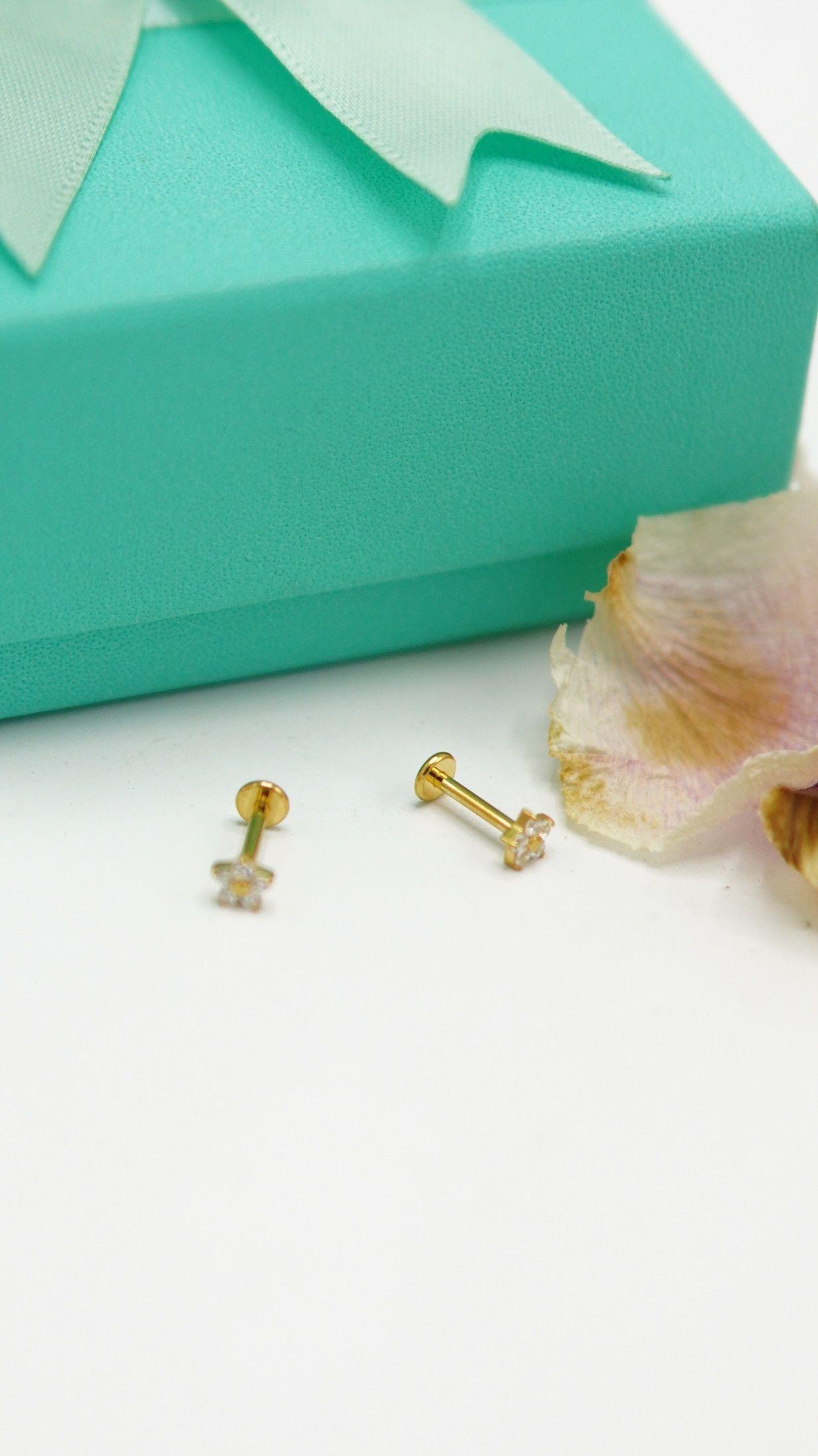 Aros flor titanio zirconia ASTM F136 G26 dorados-4