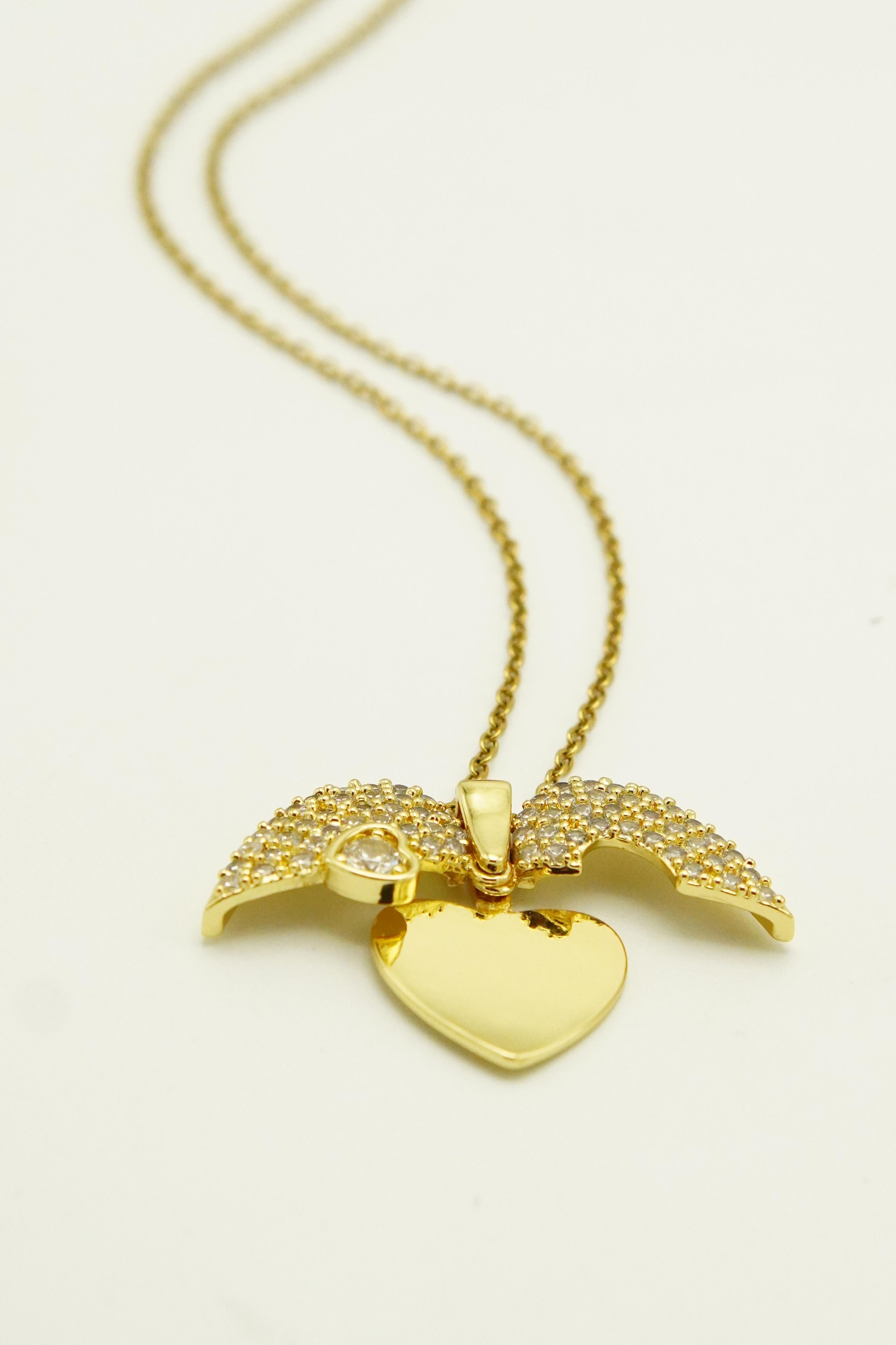 Colgante Corazon Mariposa Zirconia Pave Chapado En Oro 18k-2