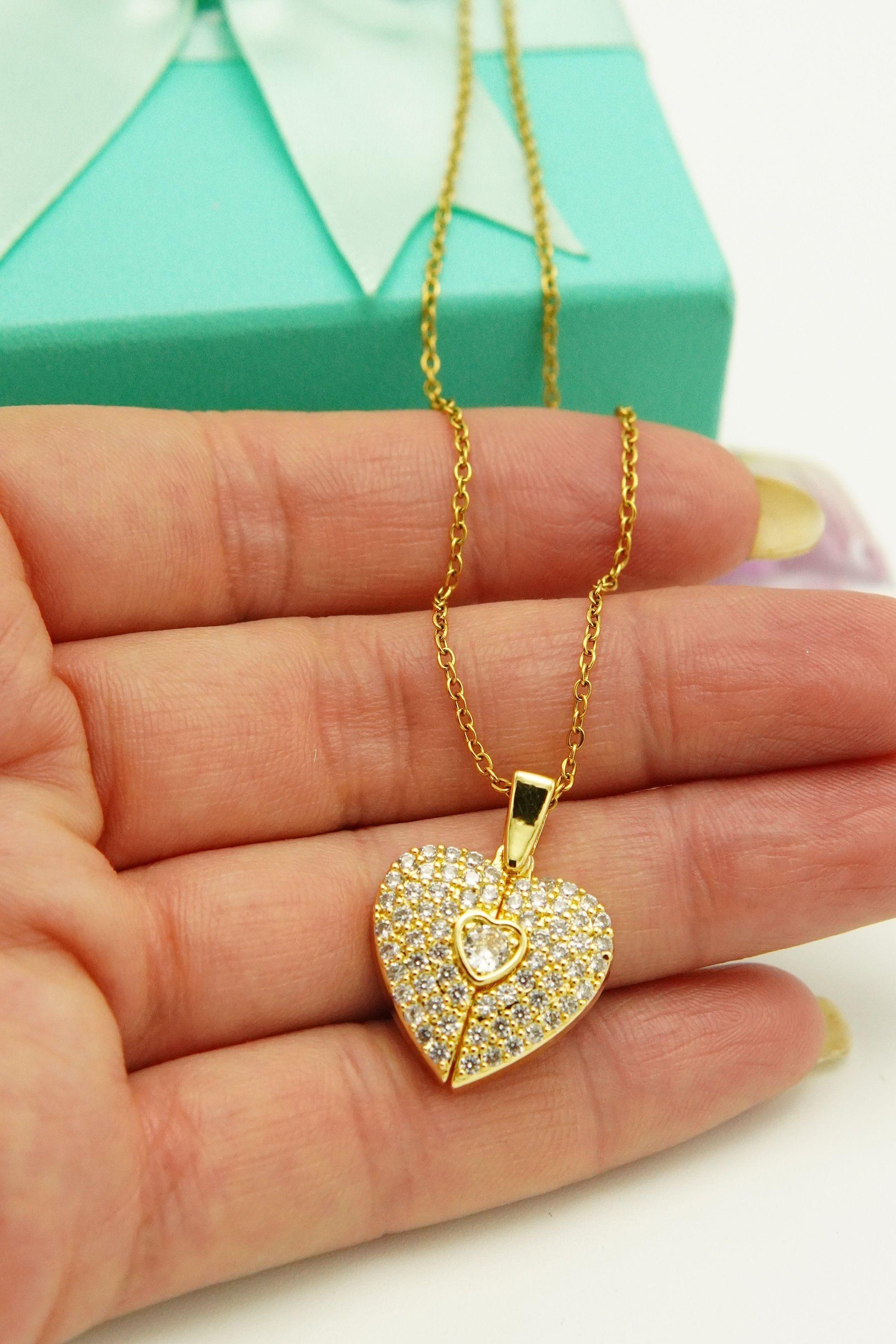 Colgante Corazon Mariposa Zirconia Pave Chapado En Oro 18k-6