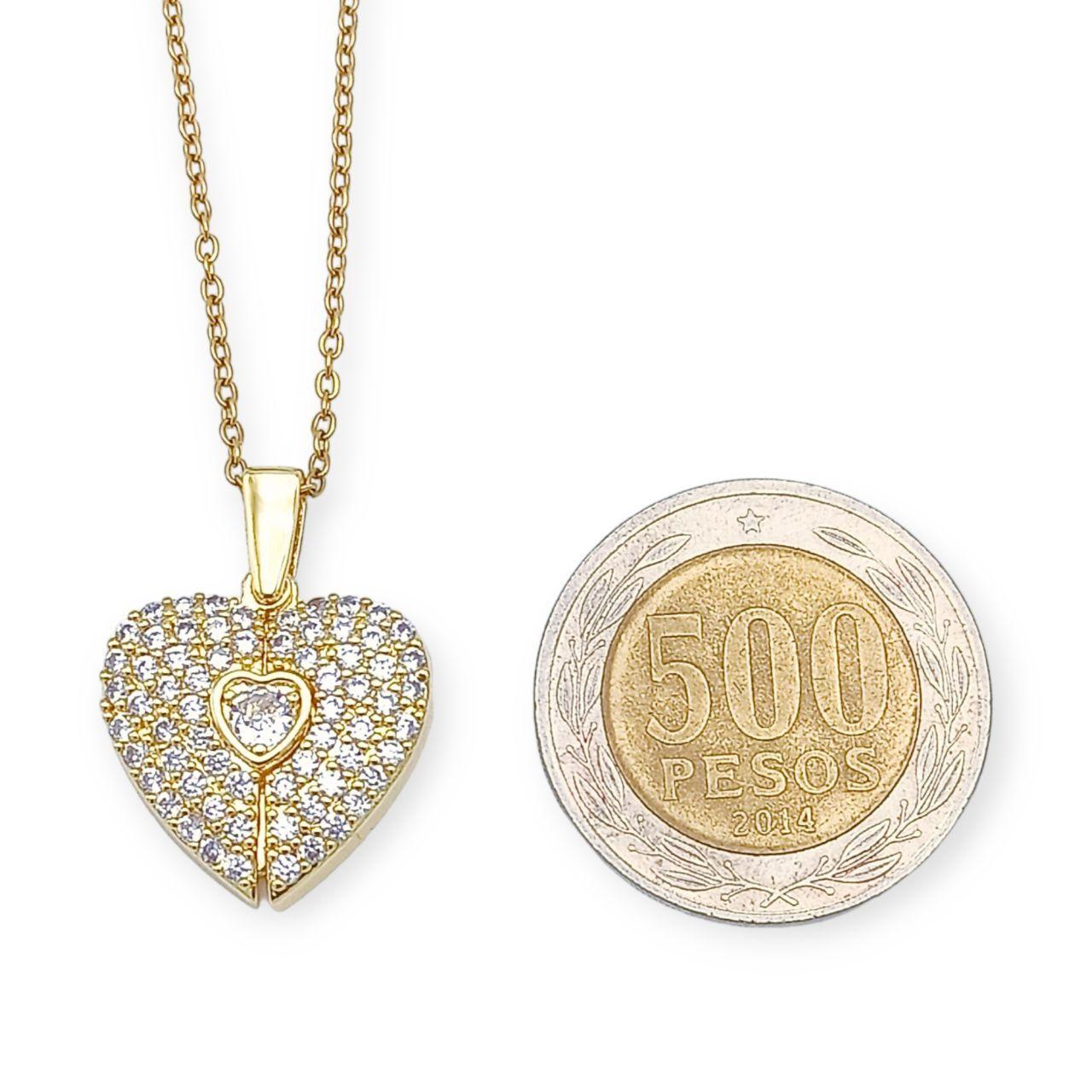 Colgante Corazon Mariposa Zirconia Pave Chapado En Oro 18k-9