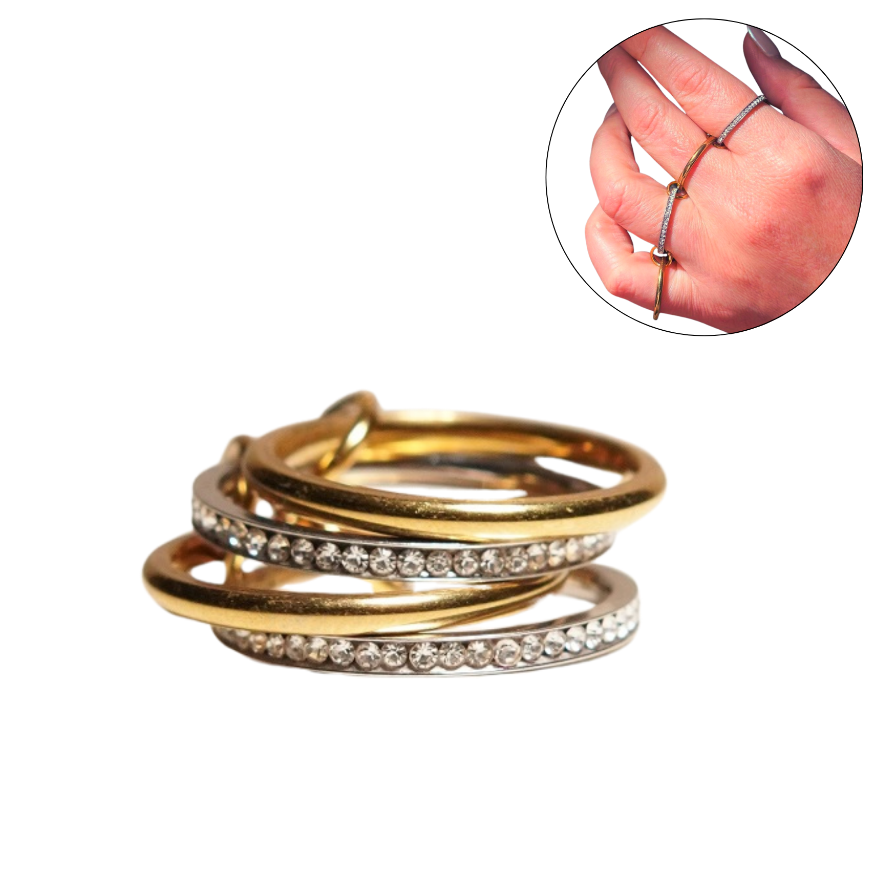 Set 4 anillos apilables Analee chapado en oro 18k-0