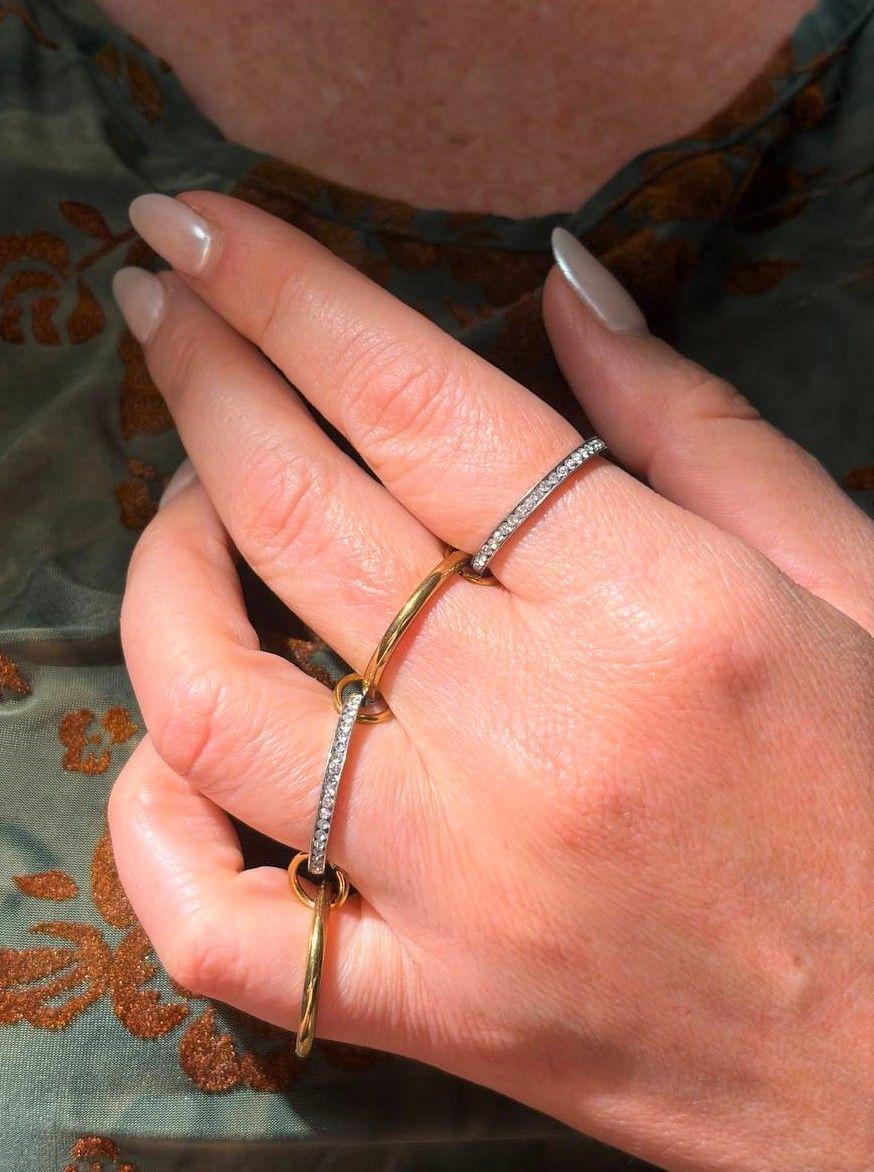 Set 4 anillos apilables Analee chapado en oro 18k-3