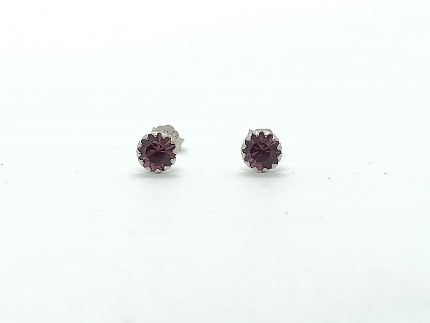 Pendientes Violeta puntos De luz 5mm Plata fina ley S925-5
