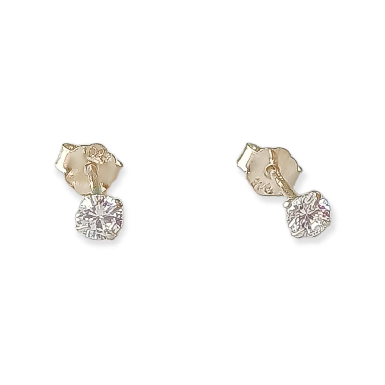 Pendientes Aretes Aros Puntos Luz En Plata 925 Zirconio 3mm-3