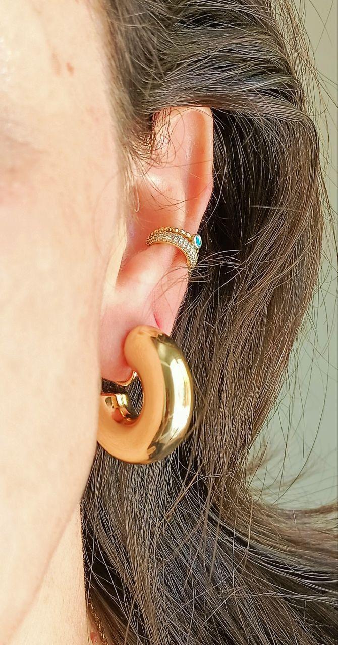 Aros Sin Perforación Argollas big Chunky Bañadas Oro-2