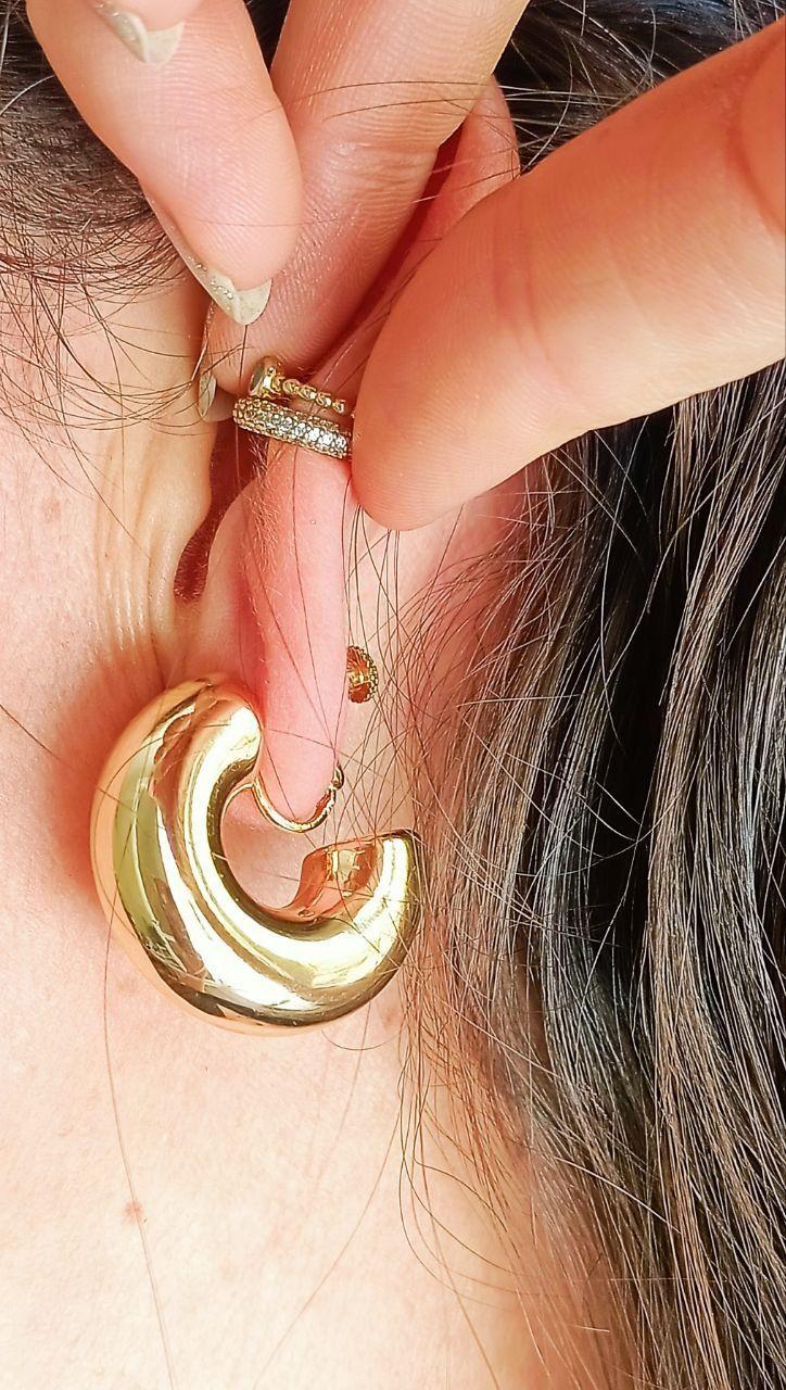 Aros Sin Perforación Argollas big Chunky Bañadas Oro-3
