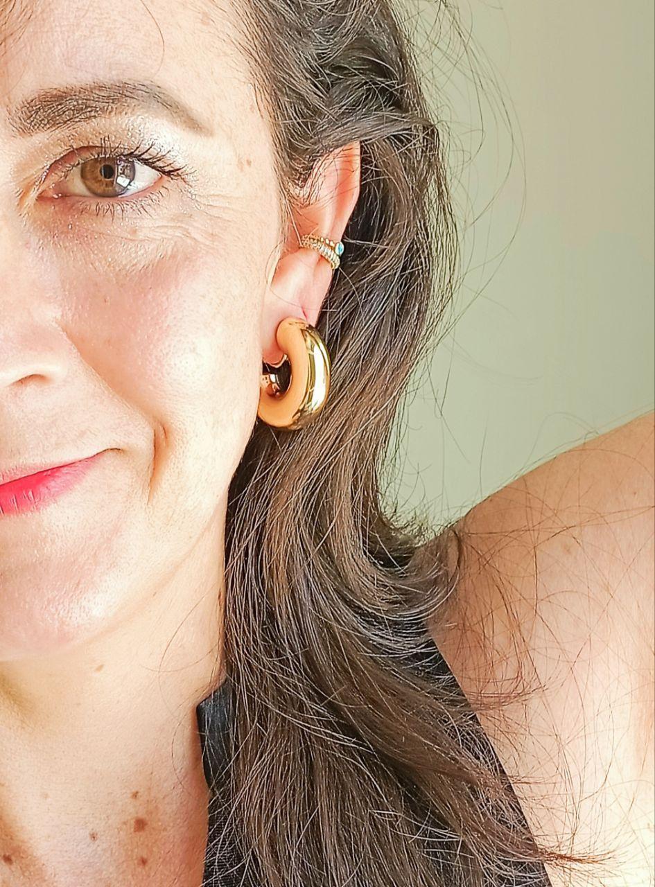 Aros Sin Perforación Argollas big Chunky Bañadas Oro-4
