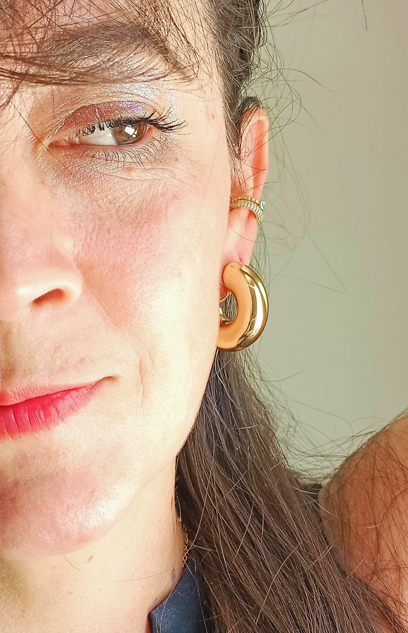 Aros Sin Perforación Argollas big Chunky Bañadas Oro-6
