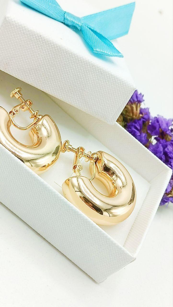 Aros Sin Perforación Argollas big Chunky Bañadas Oro-1