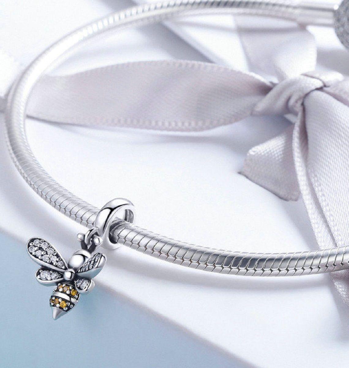 Charm dije abalorio abeja brillante plata 925 -3