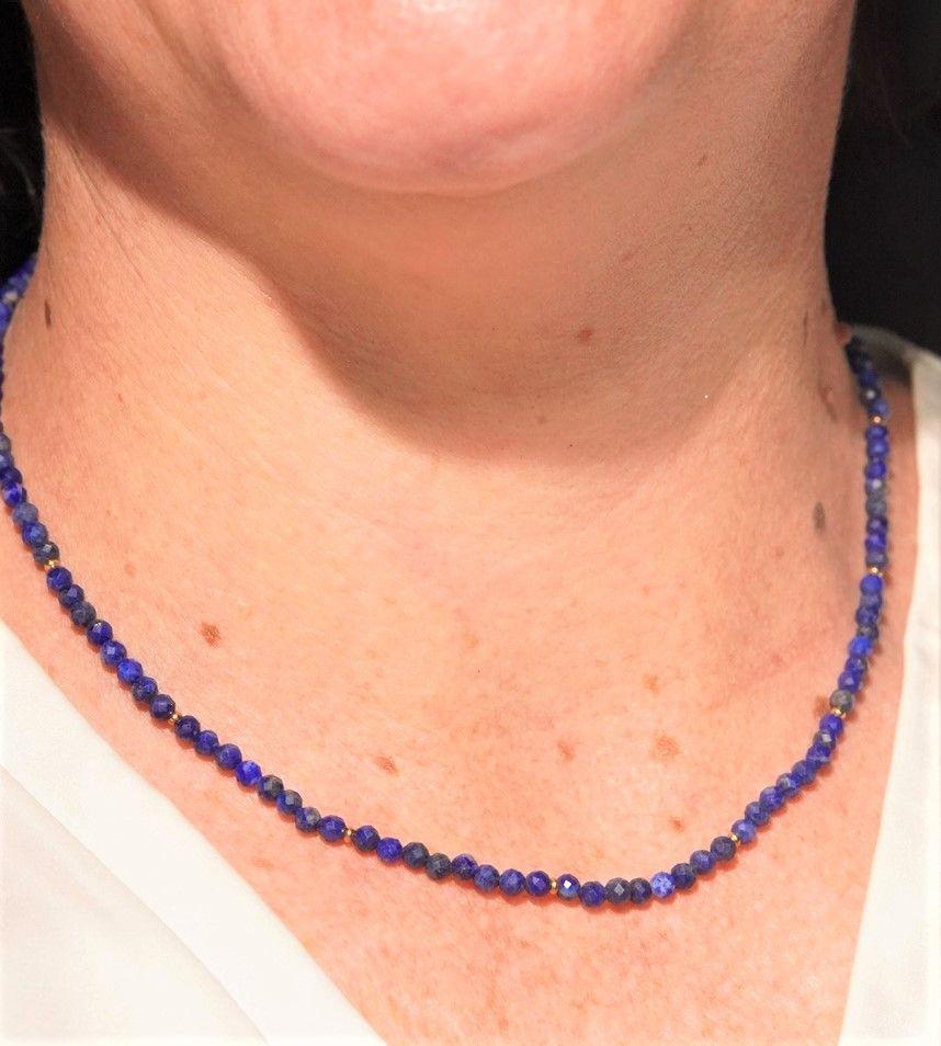 Collar gargantilla lapislazuli 4mm chapado en oro 18k Terranova-2